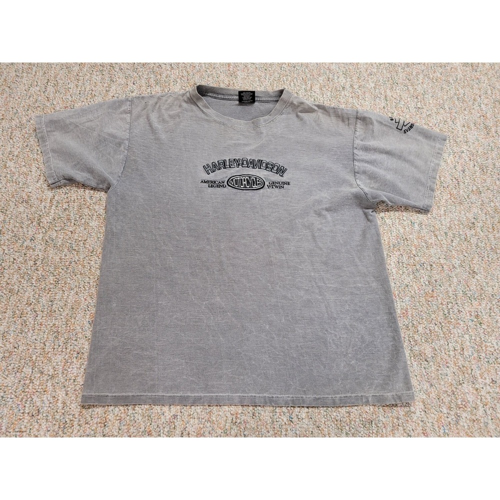 Harley Davidson Shirt Mens Large Gray Embroidered Rider Biker Moto V-Twin Tee
